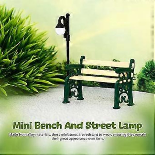 1 Set Mini Bänk Miniatyr Lampa Mini Figurer Dockhus Lampor Mini Gatlykta Dekor Mini Möbler Mini Dockhustillbehör
