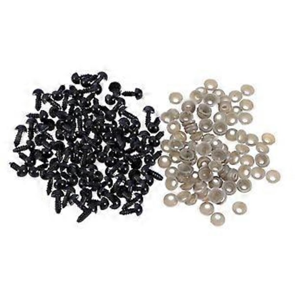 100 st Plastögon och Brickor 8MM Säkerhetsögon i Plast Dockögon för Nallebjörn Docka Gosedjur Docktillverkning