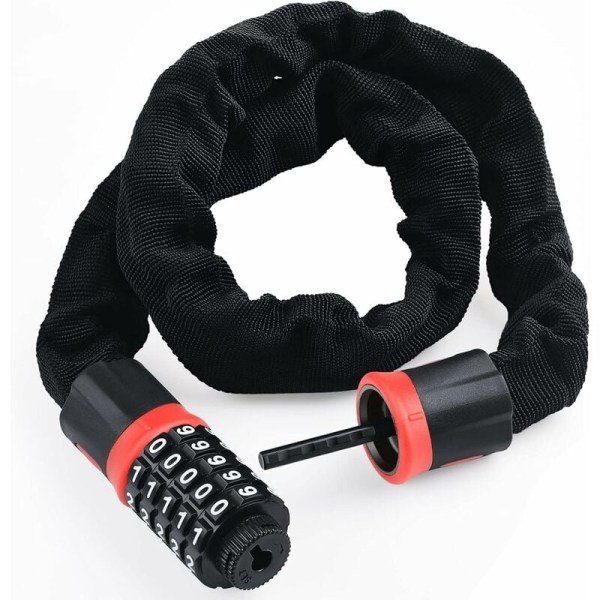 Code Bike Chain Lock, 5-numeroinen pyörän lukko, 5,5 mm x 90 cm sinkkiseos