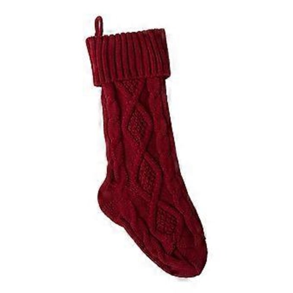 Kraftig Stickad Julklapp Present Godisstrumpor Julstrumpa Högtider Fest Heminredning Red 37cm