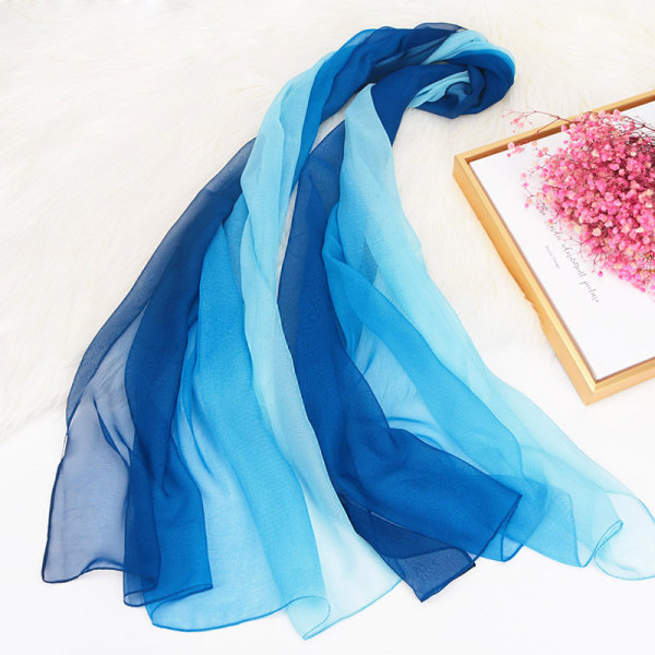 Soft Gradient Color Women's Scarf 175 * 75cm | (Blue) - Women's