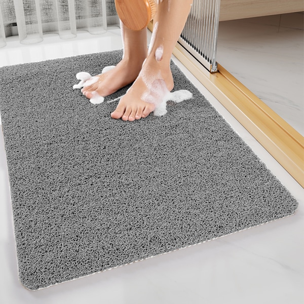Anti-Skridsikker Brusematte med Drænhuller, Hurtigttørrende (40x60cm, Grå)
