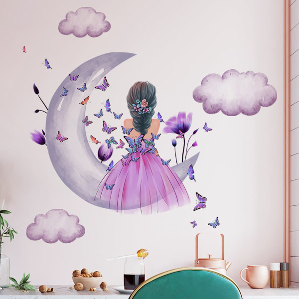 Set Girl Wall Tarrat Butterflies Moon Clouds Tarrat Wall