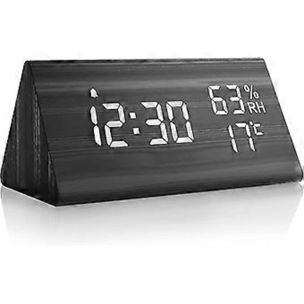 Väckarklocka Digital Klocka Trä, Bordsklocka Digital Med Röststyrning/snooze/datum/temperatur