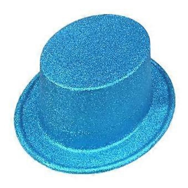 Glittrande Puder Cowboy Keps Fedora Hatt Glittrande Plast Platt Topp Hatt Trilby Panama Hatt Dansfest Kostym Tillbehör  Himmelsblå Sky Blue