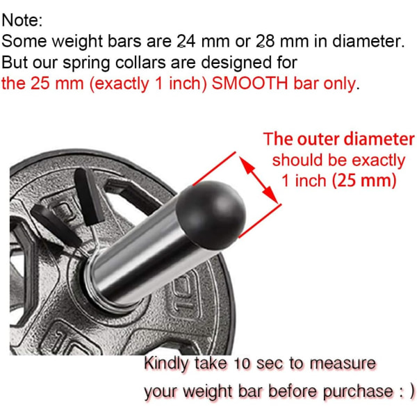 Spring Clip Collars, 1 tommer (25 mm) for glatt manualhåndtak eller