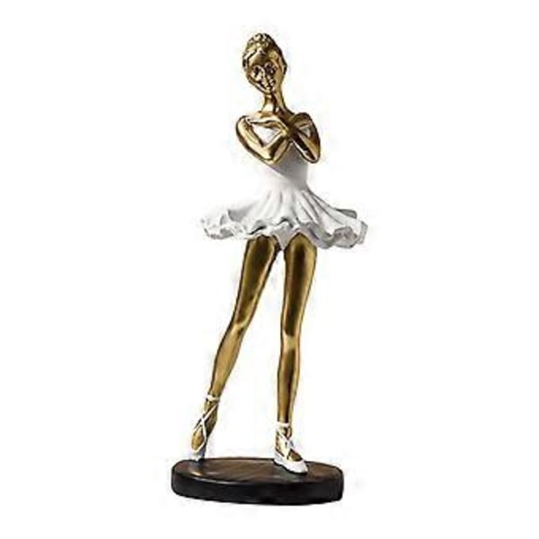 Ballerina Statyer Figurer Resin Flicka Figur Display Dansare Skulptur Statyett för Entré Sovsal Inflyttningsfest Matbord (Stil A Gyllene)