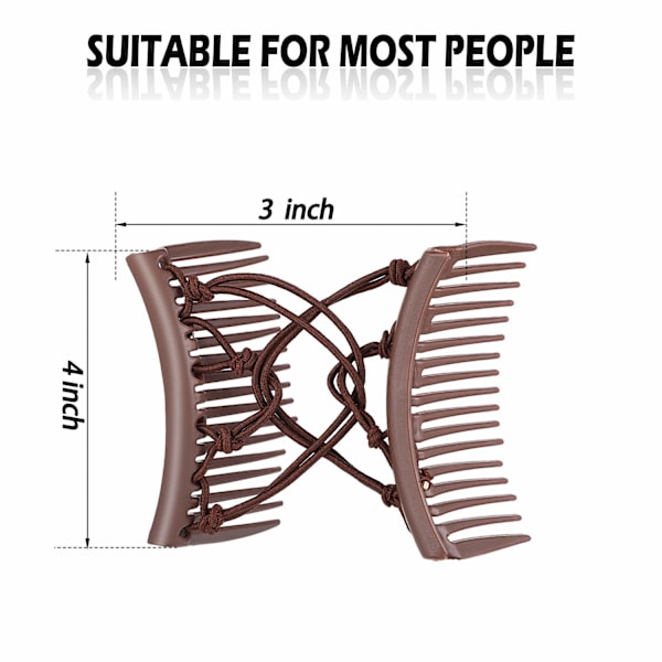 4 stk. hårklemme dobbel kam strekkbar justerbar elastisk hår co