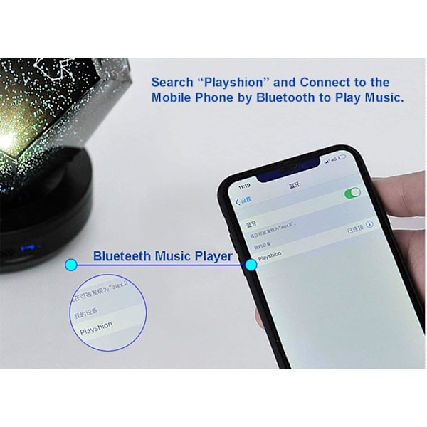 Galaxy Star LED Yövalo Projektor Bluetooth Musiikkisoitin Rota
