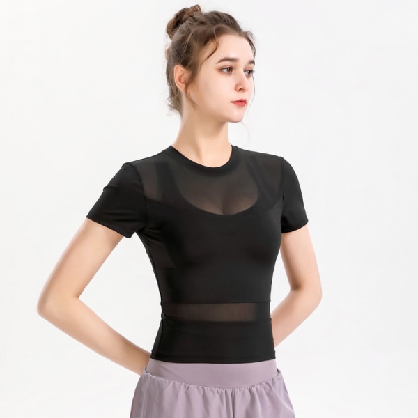 Naisten ja tyttöjen lyhythihainen crop-treenitoppi, slim fit, joogan urheilu