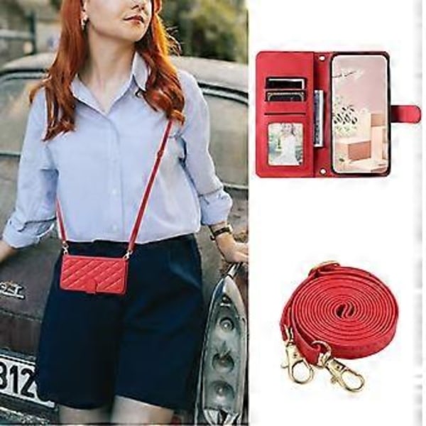 Til Samsung Galaxy A32 4G (EU Version) Crossbody Telefon Cover Rhombus Læder Wallet Cover Style F