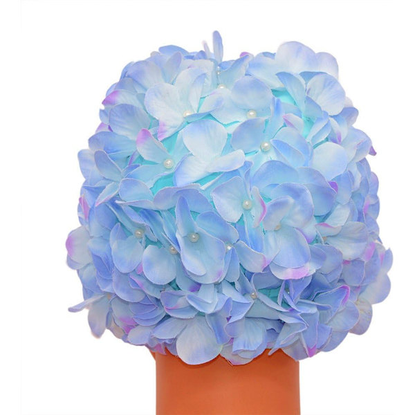 Blå - Retro Blomster Badehætte til Kvinder