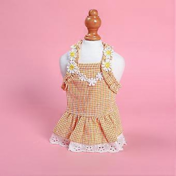 Underbar Valp Blommig Klänning Kjortel Bröllopsklänning Spets Outfit Prinsesskjortel Vår Sommar Kostymer Husdjurskläder Blå M Blue M