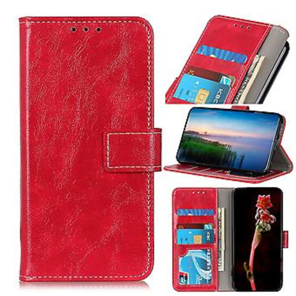 Retro Crazy Horse Textur Läderfodral för OnePlus 8T Red