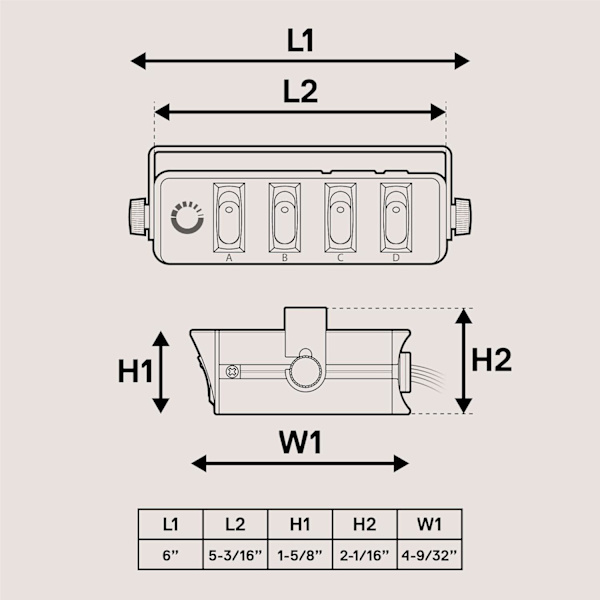 4-gangs 12V vippebryterboks [maks. 20A] [12 AWG ledninger][12V