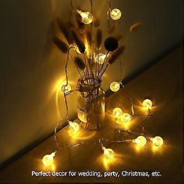 2 meter 20 LED pærer Krystal Kugle Lampe Lysstreng Fe Lys Party Dekoration