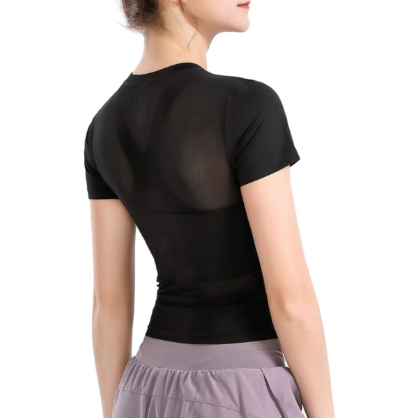 Naisten ja tyttöjen lyhythihainen crop-treenitoppi, slim fit, joogan urheilu