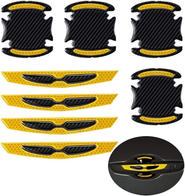 8 st Universal 3D (Gul) Kolfiber Bilsdörrhandtagsskydd