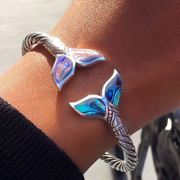 Sjöjungfru svans armband med justerbar öppning bangle för flickor smycken gåvor