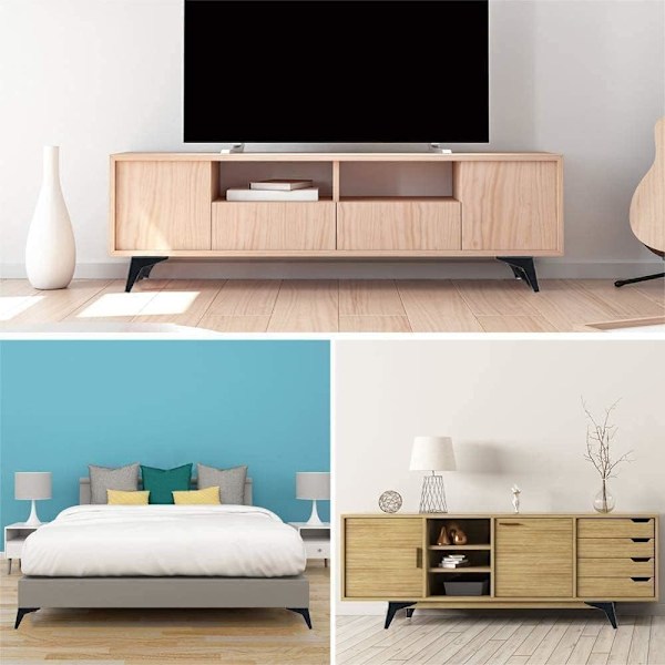 4 stk. Metal Triangel Sofa Ben, Metal Triangulære Skab Ben, Triangulære Sofa Ben, Sorte Triangel Sofa Ben, DIY Sorte Sofa Ben, til TV-bord, Sofa