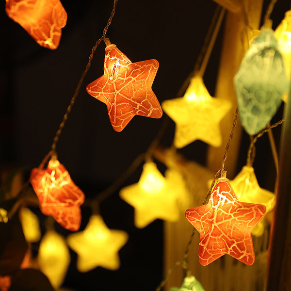 LED Colorful Star Shaped String Lights, 3m 20 LED Battery Operate