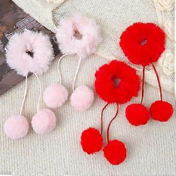 Pörröinen pehmoinen hiuslenkki Anime-nutturat Scrunchies Joustava poninhäntäpidike Aikuiset Lapset Festivaali Hiuslenkki Talvikäyttöön Punainen Red B