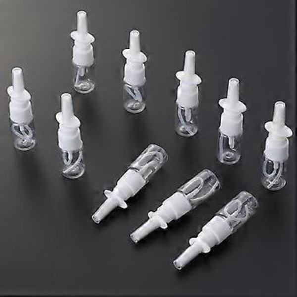 10 st 10 ml Portabla Nässprayflaskor Rinit Återfyllningsbara Fin Mist Tomma Sprayflaskor (10M Transparent Platt Skuldra Flaska + 18R Direktinsprutning)