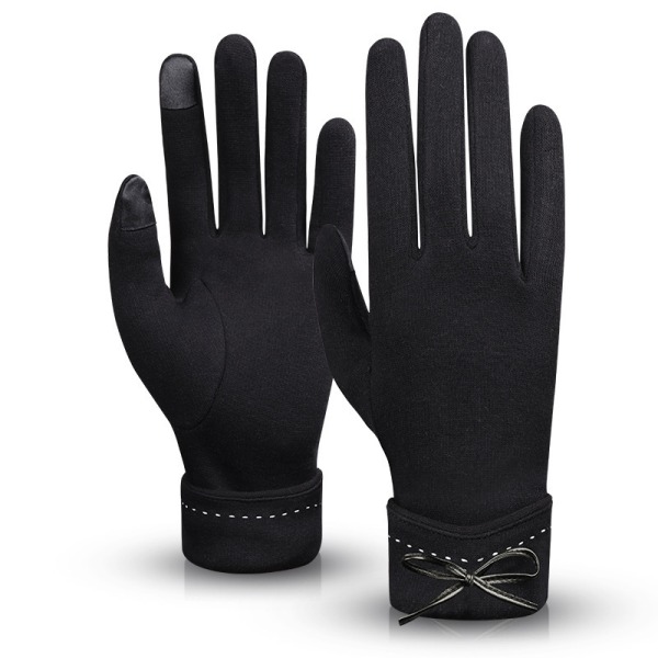 Black Bow Tie Winter Gloves for Women Girls Warm Touch Screen Glo