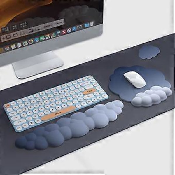Molnformad Handledsstöd Musmatta Halkfri Bas Färgglad PU Mjukt Memory Foam Smärtlindringsmatta för Gaming Musmatta Stjärnblå ljusgrå Star blue light gray