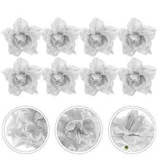 50 st Silkesrosblomhuvuden för Hatt Kläder Album Utsmyckning (Silver)