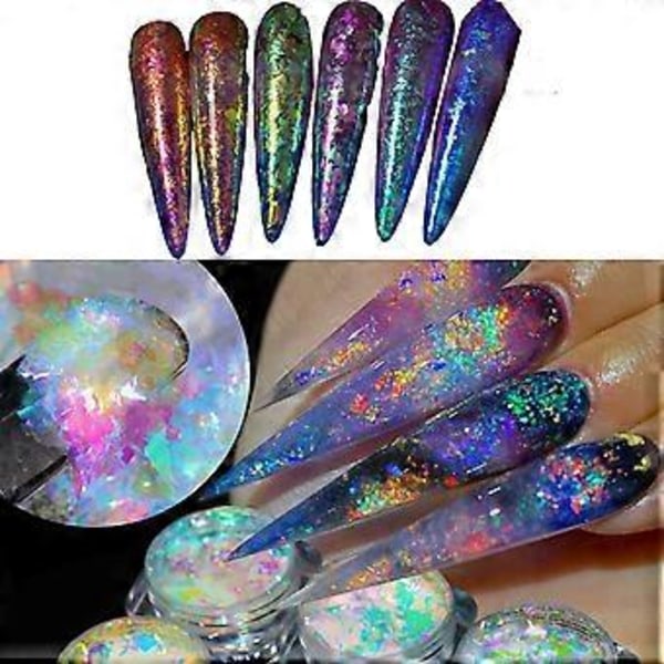 Neglelitter Reflekterende Flak Glimmer Reflekterende Fargerike Paljetter Neglelakk Manikyr Neglekunst Dekorasjoner for Kvinner 05 5