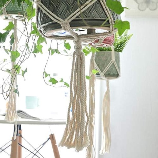 Macrame hängande korg, Macrame växt hängare, Bomullsrep hängande