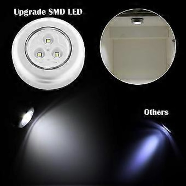 Natlamper LED Lampe 6 stk. LED Spot Lampe Klistermærke Ekstra Belysning 6,8 cm