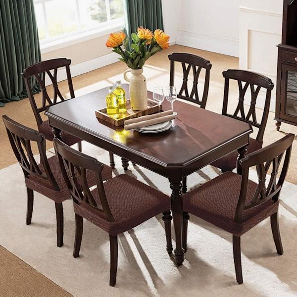 4PCS Jacquard-präglade stretchiga stolsöverdrag avtagbara tvättbara f