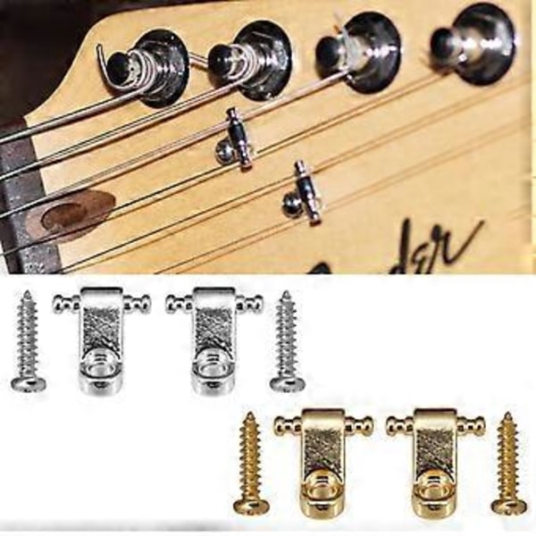 2 stk. Rulle Gitarstreng Tre Førere Holdere med Skruer Standard Rulle Streng Førere Elektrisk Gitar Tilbehør Sølv Silver