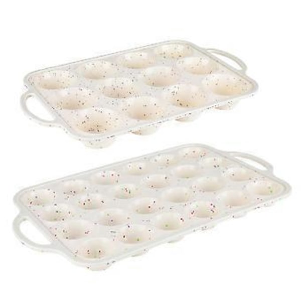 Mini Muffinsform, Metallforsterket Ramme Mini Cupcake Former 24 Kopper Nonstick Mini Muffin Silikonformer med Håndtak for Baking av Mini Muffins, Mini Cupcakes