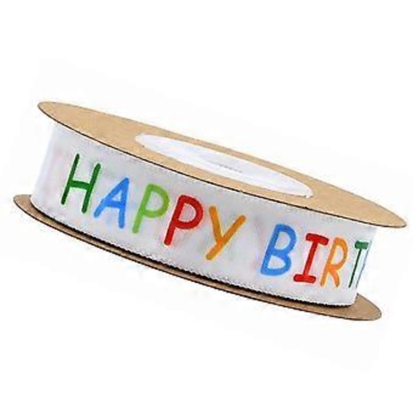 1 rulle med 10 yard fødselsdagsdekorationsbånd dekorativt håndværkstilbehør til festemballage gaveindpakning (Happy Birthday-stil)