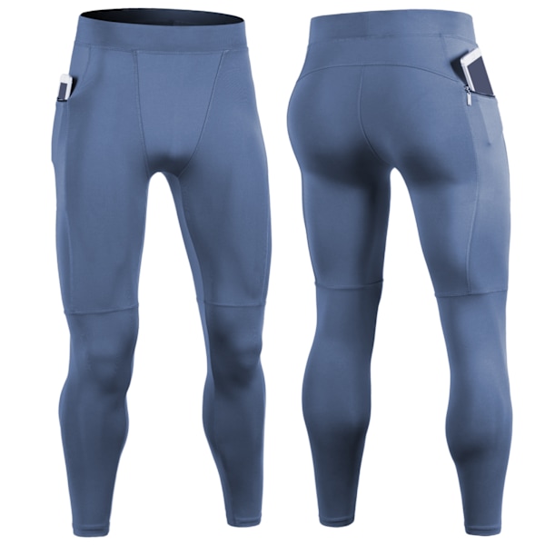 Kompressions Tights Leggings Herr Löpning Sport Träning Gym Fitness Jogging Byxor Snabbtorkande blue M