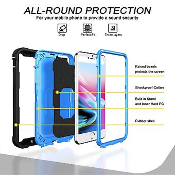 PC + Gummiskal för iPhone 8 Plus / 7 Plus Black   Blue