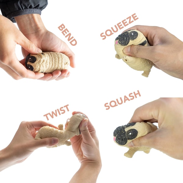 Squishy hundeleke gaver - Stress Squishies Pug sensoriske leker Slow Ri