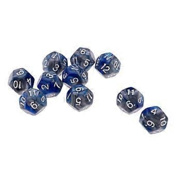 Pöytäpeli 10kpl / setti Nopat D12 D&D Gem 18mm (Sininen+Harmaa) Blue+Grey
