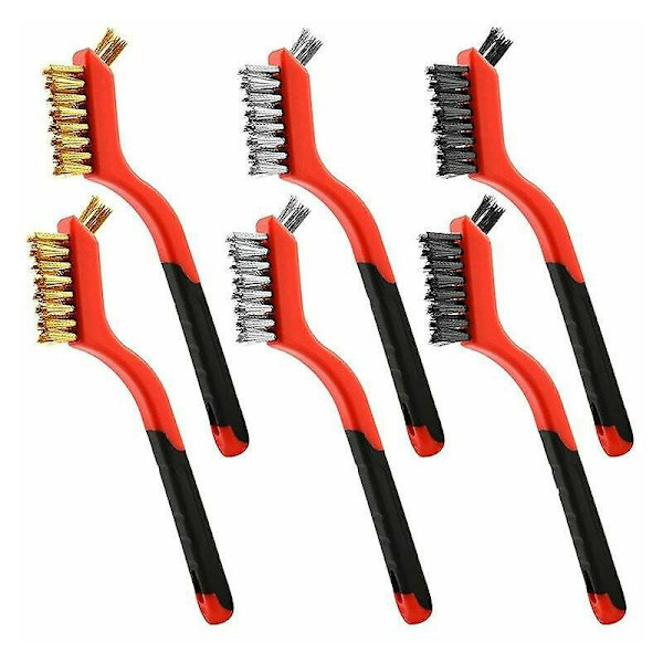 3-pack nylontrådborste set med mässings- och rostfria stålborsthår 7