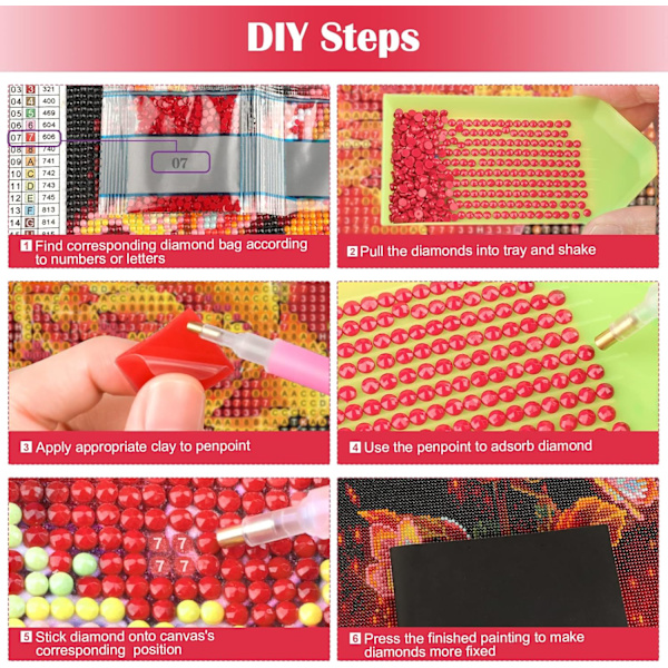 Rød drage DIY diamantmaleri, 5D DIY diamantmaleri komplett sett
