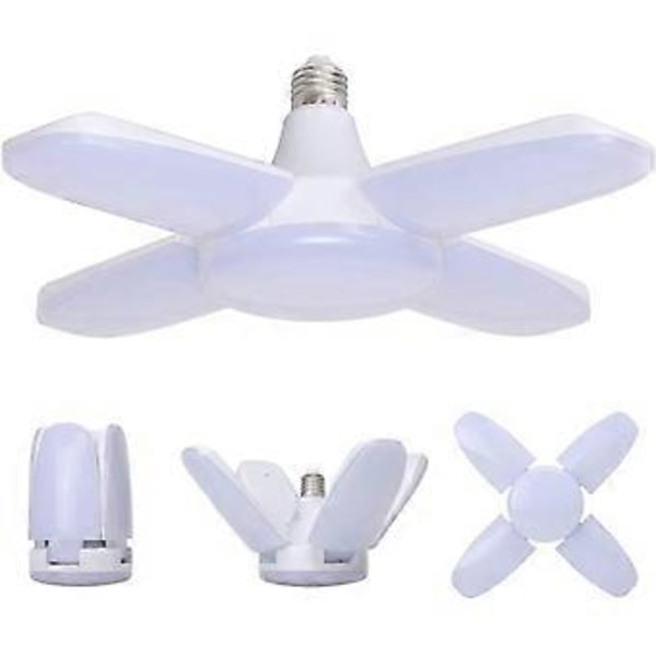 60W LED Garagelampa, E27 6000 lumen säkerhetslampa för tak, Deformerbar verkstadslampa med 4 justerbara paneler, Super Ljust Dagsljus för