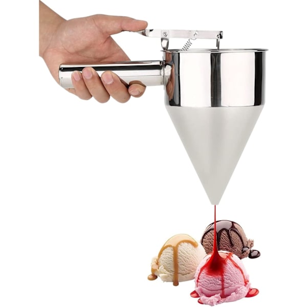 Mini kolvpump med stativ för att göra julchoklad Köksredskap Sylttratt Perfekt för såser Tartelett Quiche Lorraine Diameter på trattbotten ca 12 cm