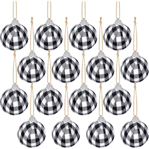 16 kpl Buffalo Plaid Fabric Ball - 1,96 tuuman pieni joulukangas