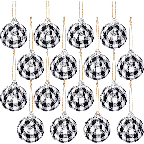 16 kpl Buffalo Plaid -kangaspallot - 1,96 tuuman pienet joulukoristeet