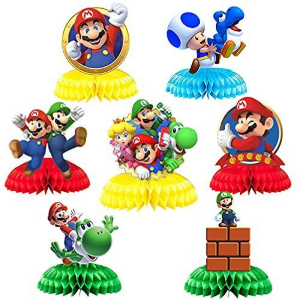 7 stk, Mario-tema fest honeycomb ball dekorasjon, fest hon