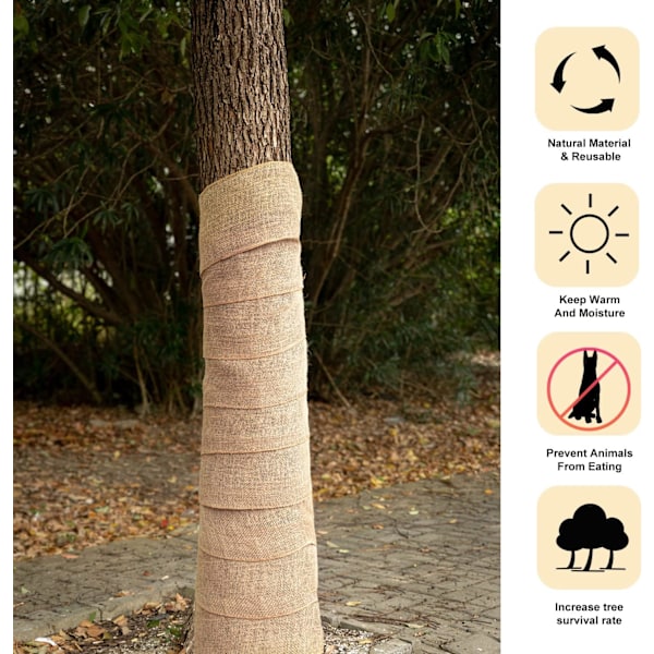 4 ruller 30CM*3M Naturlig Jute Burlap Træindpakning, Vintertræbeskyttelse