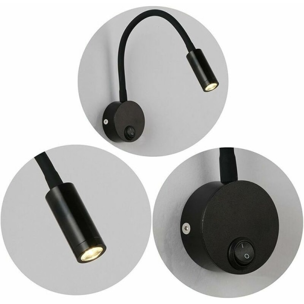 Hemvägglampa 360 graders hopfällbar justerbar 3W LED varmt ljus (